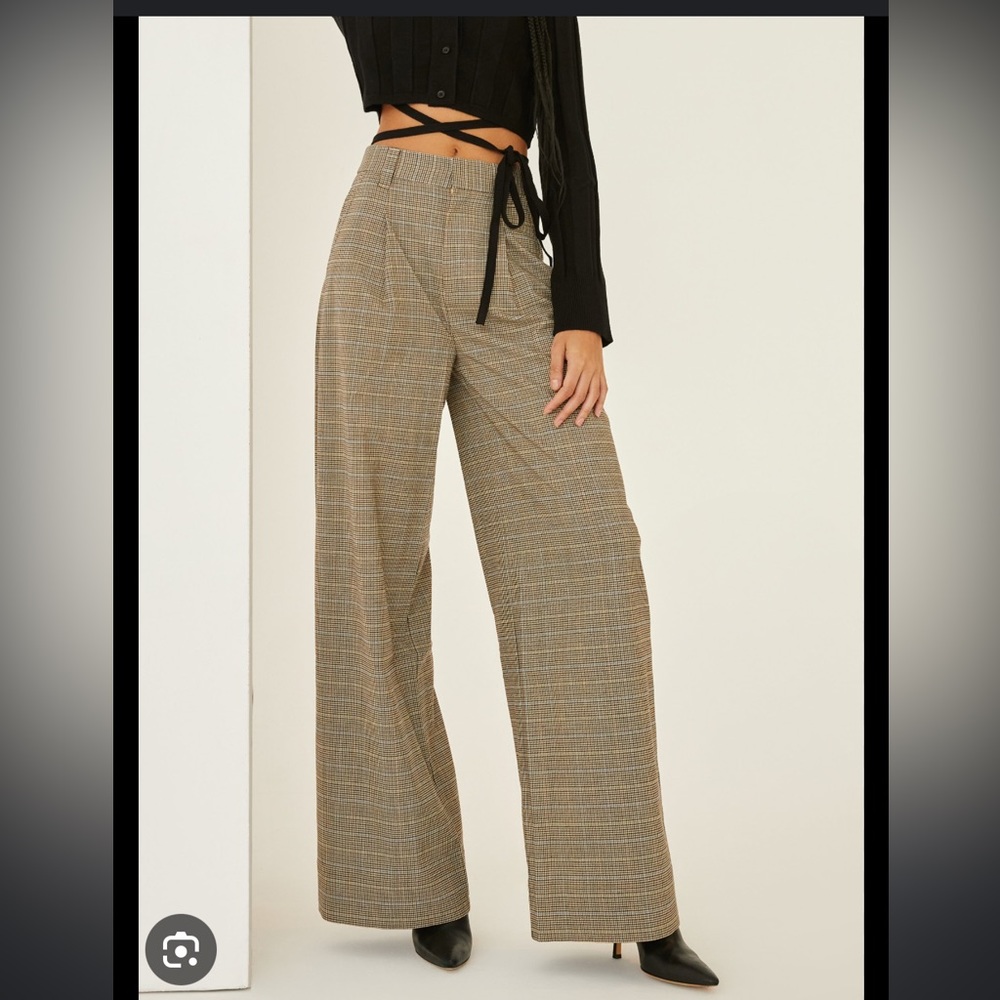 Something navy plaid high waisted, wide leg pants